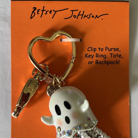Betsey Johnson Ghost Key Fob Handbag Purse Charm Glow in the Dark Halloween NWT - Picture 5 of 11